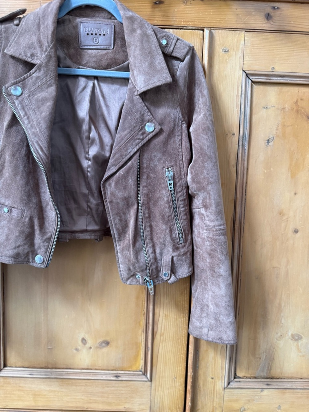 Blank NYC brown Suede Moto Jacket zippers edgy - Picture 10 of 10
